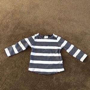 Jacadi Girls Black/White Striped Long Sleeve Shirt